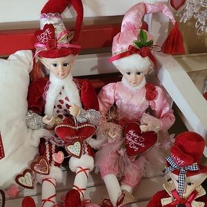 Valentine's Day Dolls in Red and Pink Outfits